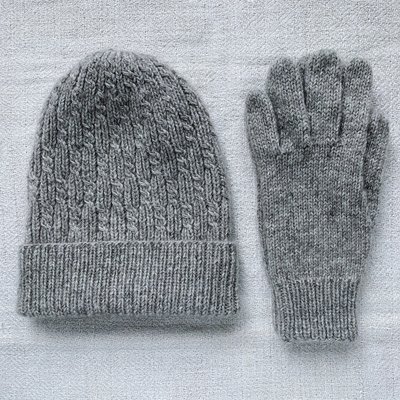 В'язані шапка та рукавички (колір срібний сірий) 0105k фото