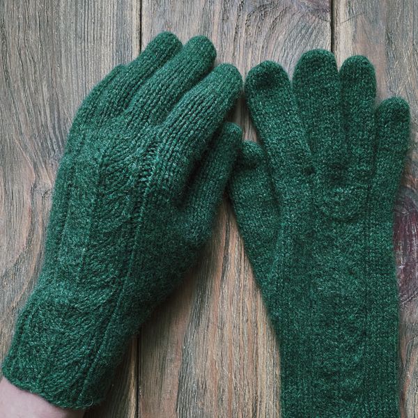 В'язані рукавички (колір Conifer) 0107g фото